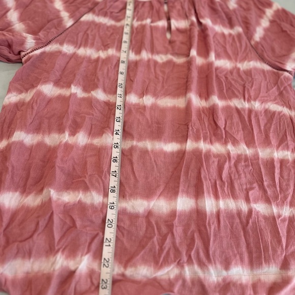 A.N.A. Women’s Lg  Pink & White Tie Dye Long Sleeve Flowy Relaxed Peasant Blouse - Picture 4 of 11